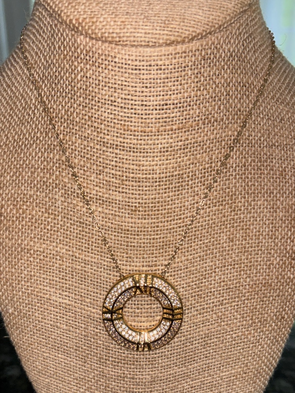 Park Lane “Milan” Gold Sliding Circle Pendant Necklace with Clear Crystals